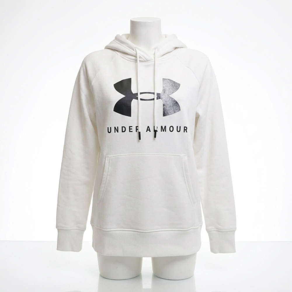 NEW UNDER ARMOUR rival fleece sportstyle graphic hoodie in onyx white